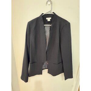 Bcnu Womens Black Open Front Blazer Jacket Size L Polyester Spandex Blend
